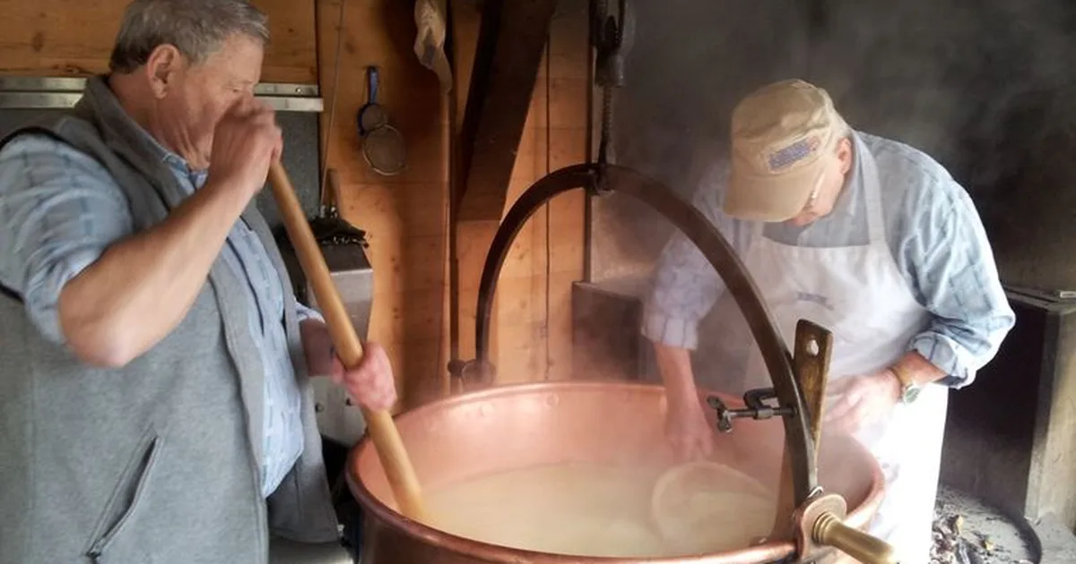 Fabrication du Gruyère AOP au feu de bois – Pringy